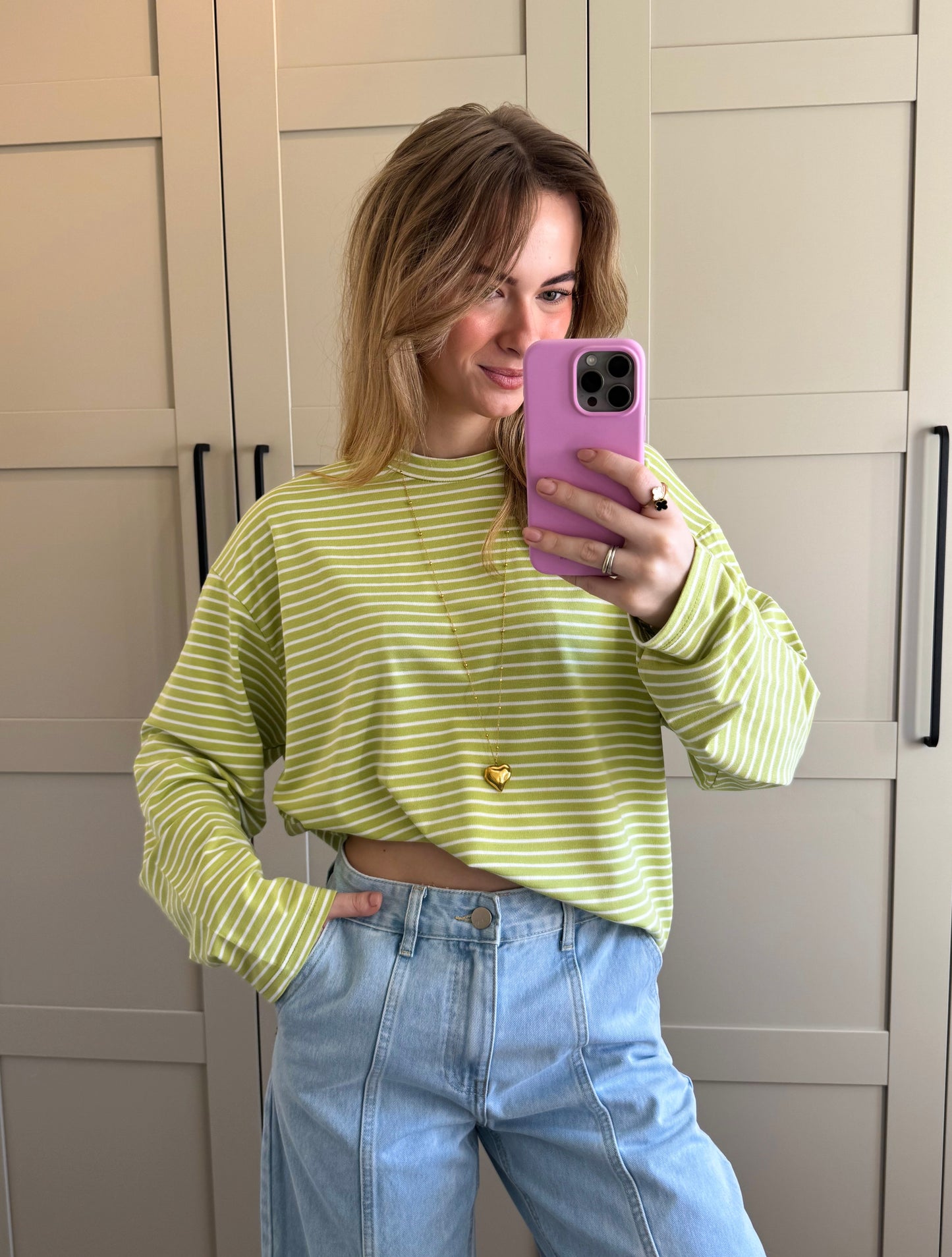 Oversized longsleeve | Chantal | Lime wit