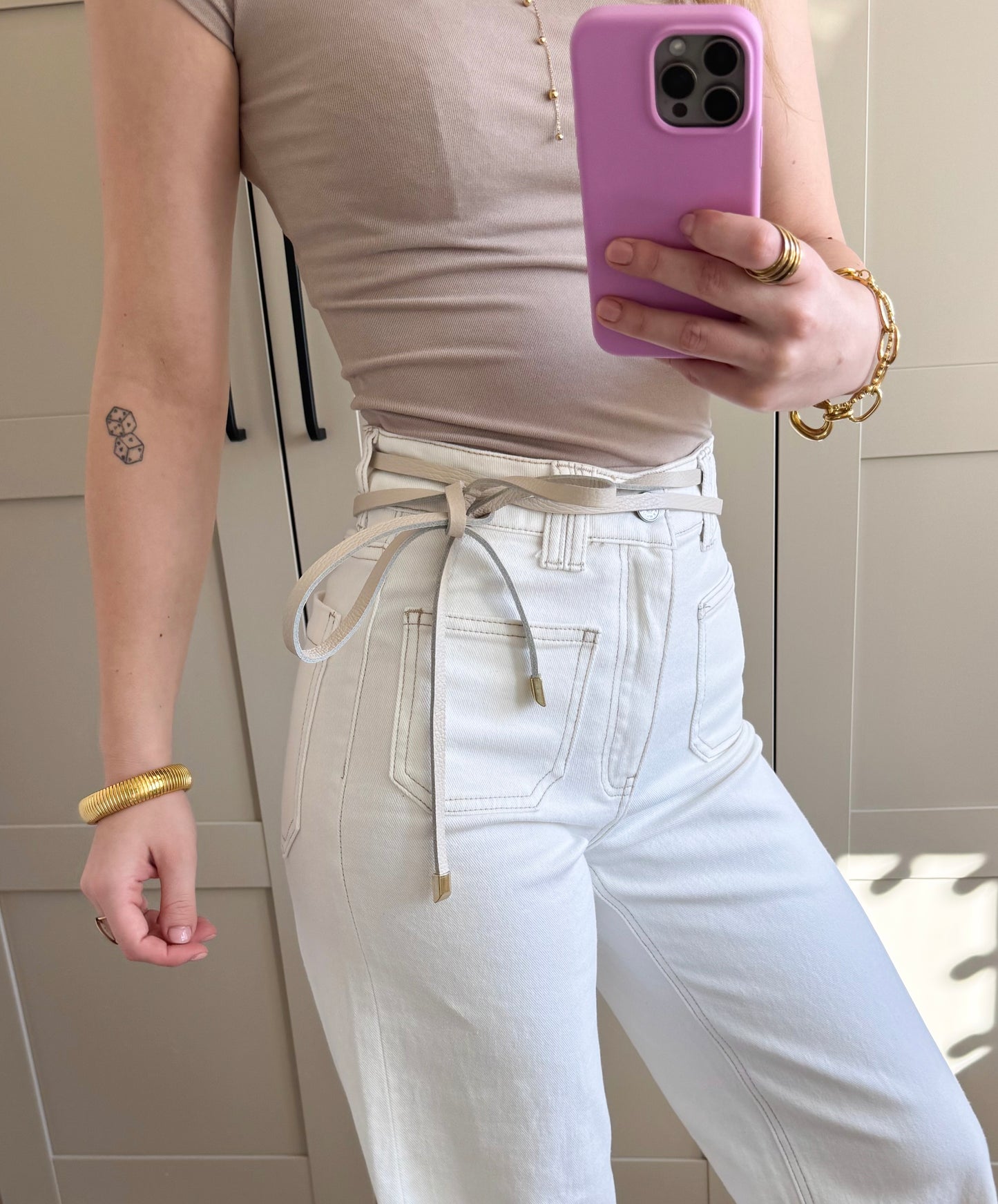Riem | Lucia | Creme Leer