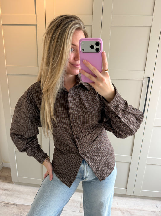 Pre-order Blouse | Jana | Bruin ruit 30 september verzonden