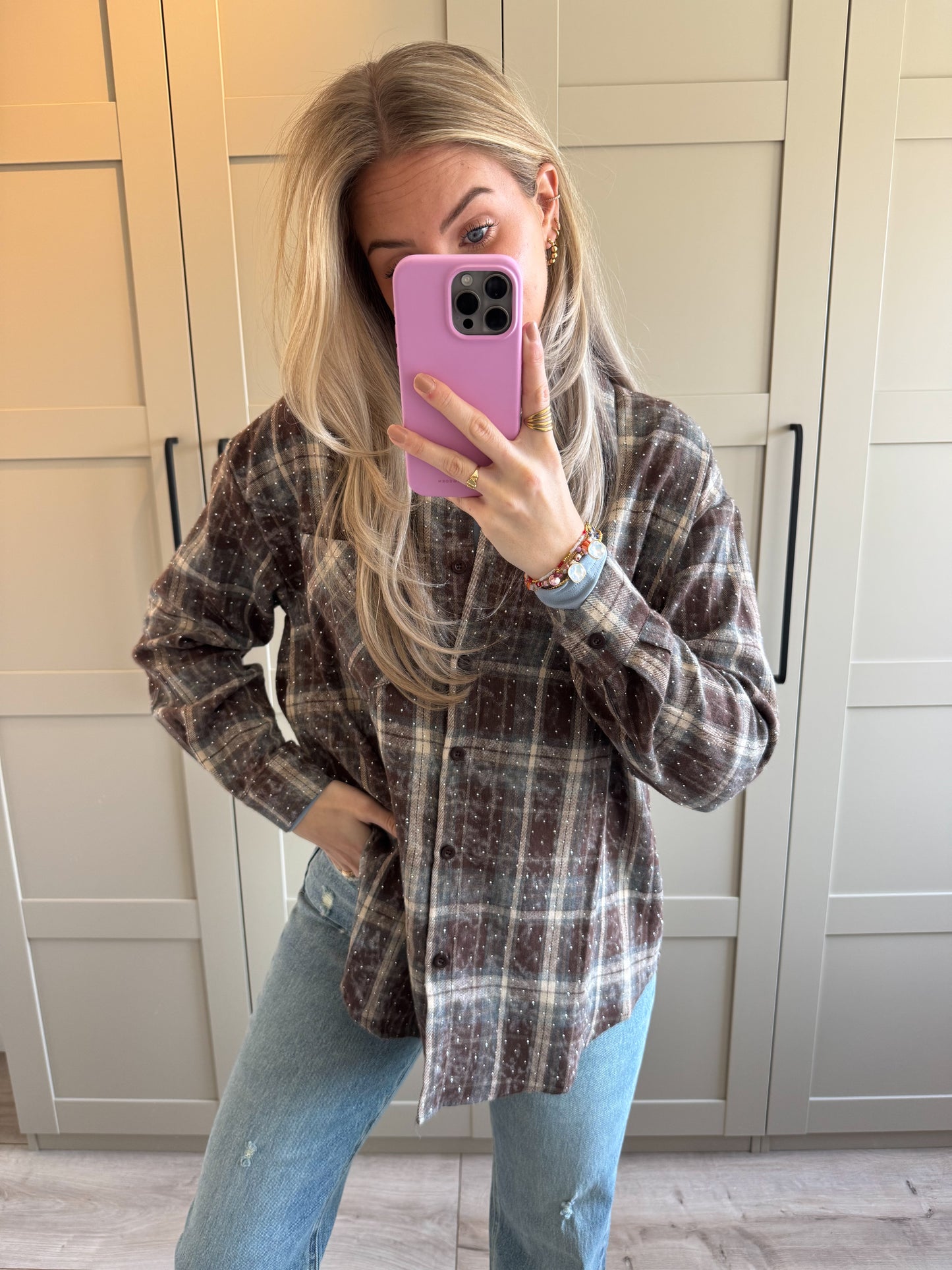 Blouse | Amelie | Blauw licht bruin