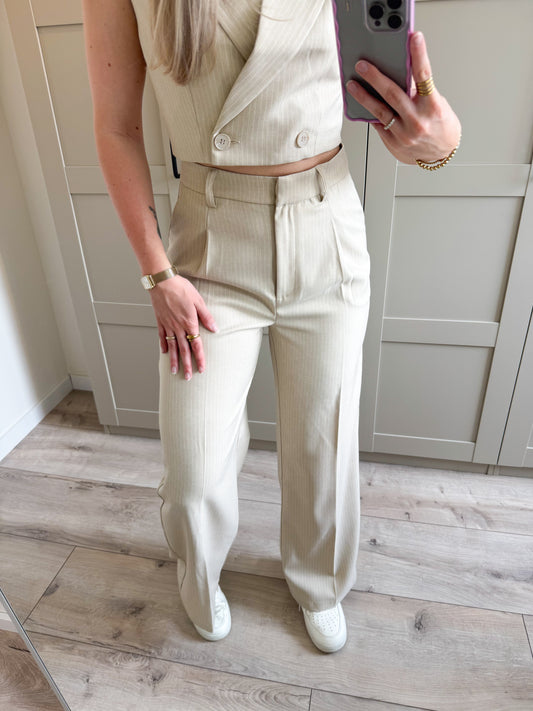 Pantalon | Charlie | Beige streep