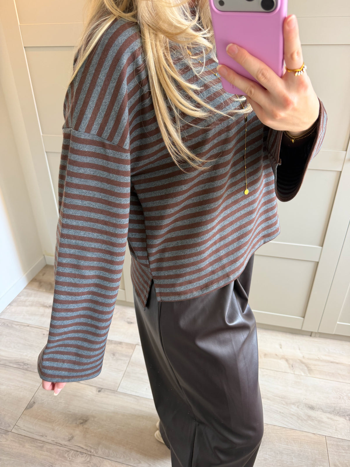 Oversized longsleeve | Stripes | Grijs bruin