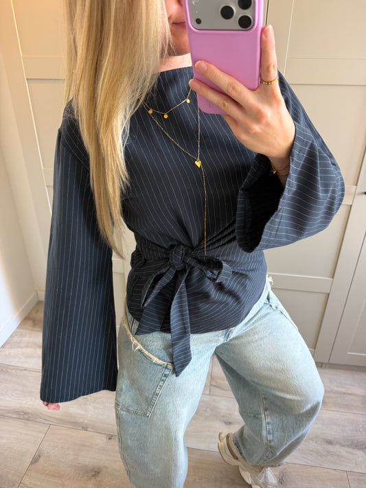 Blouse | Nienke | Donkerblauw streep