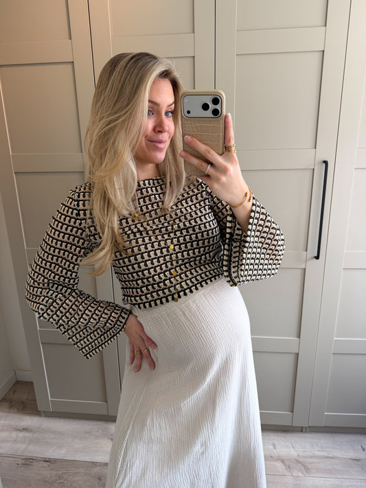 Top | Fenne | Zwart beige