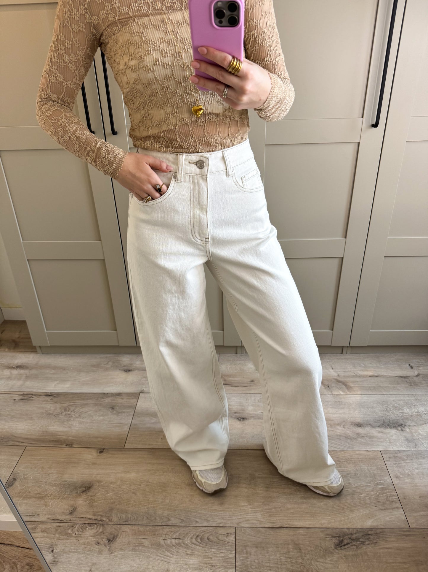Wide leg jeans | Zinzi | Ecru