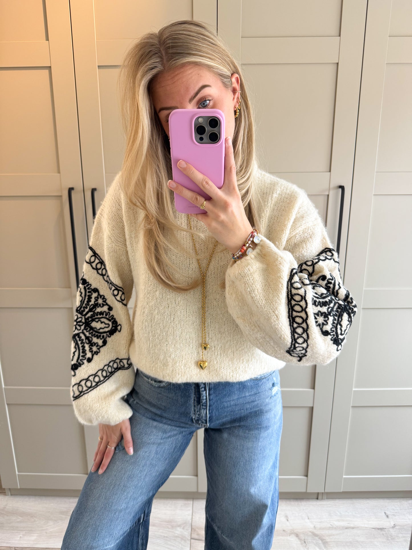 Trui | Mandy | Ecru zwart
