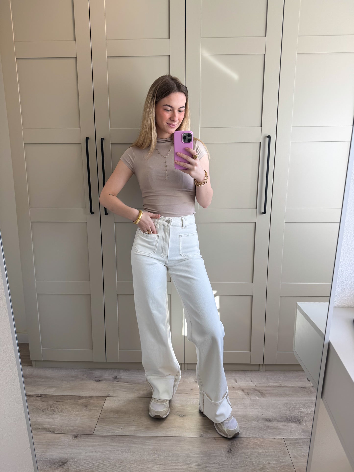 Wide leg jeans | Loua | Ecru