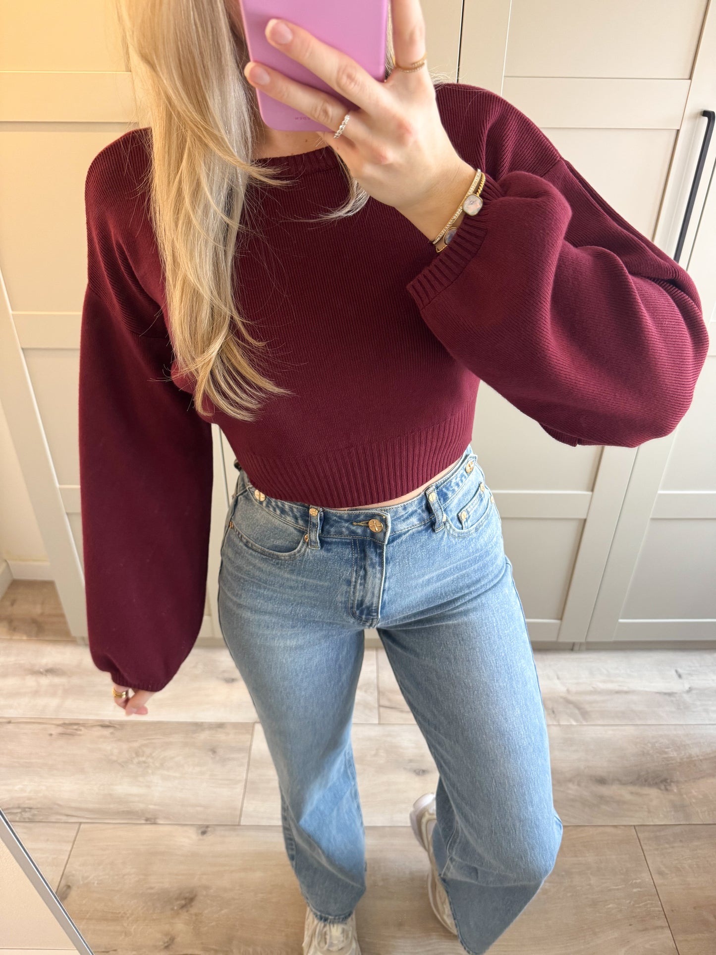 Cropt trui | Lou | Bordeaux rood