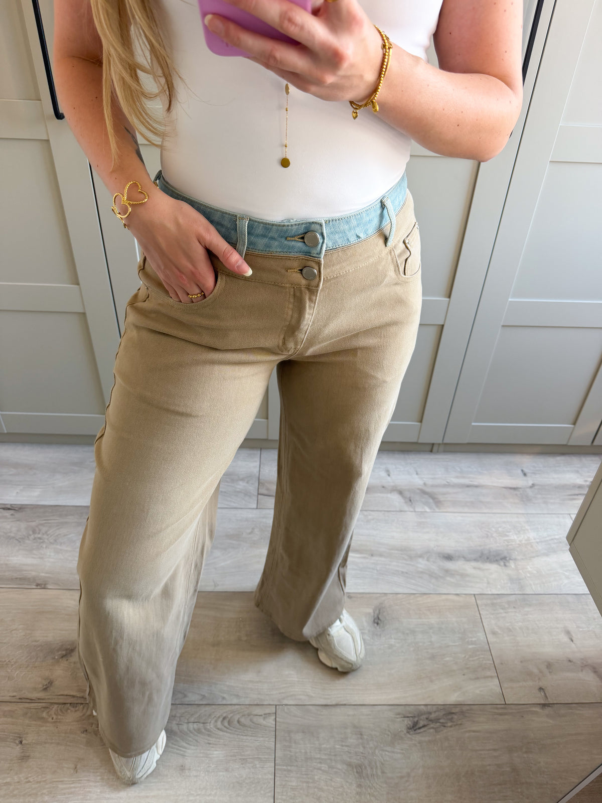 Wide leg jeans | Alix | Denim beige