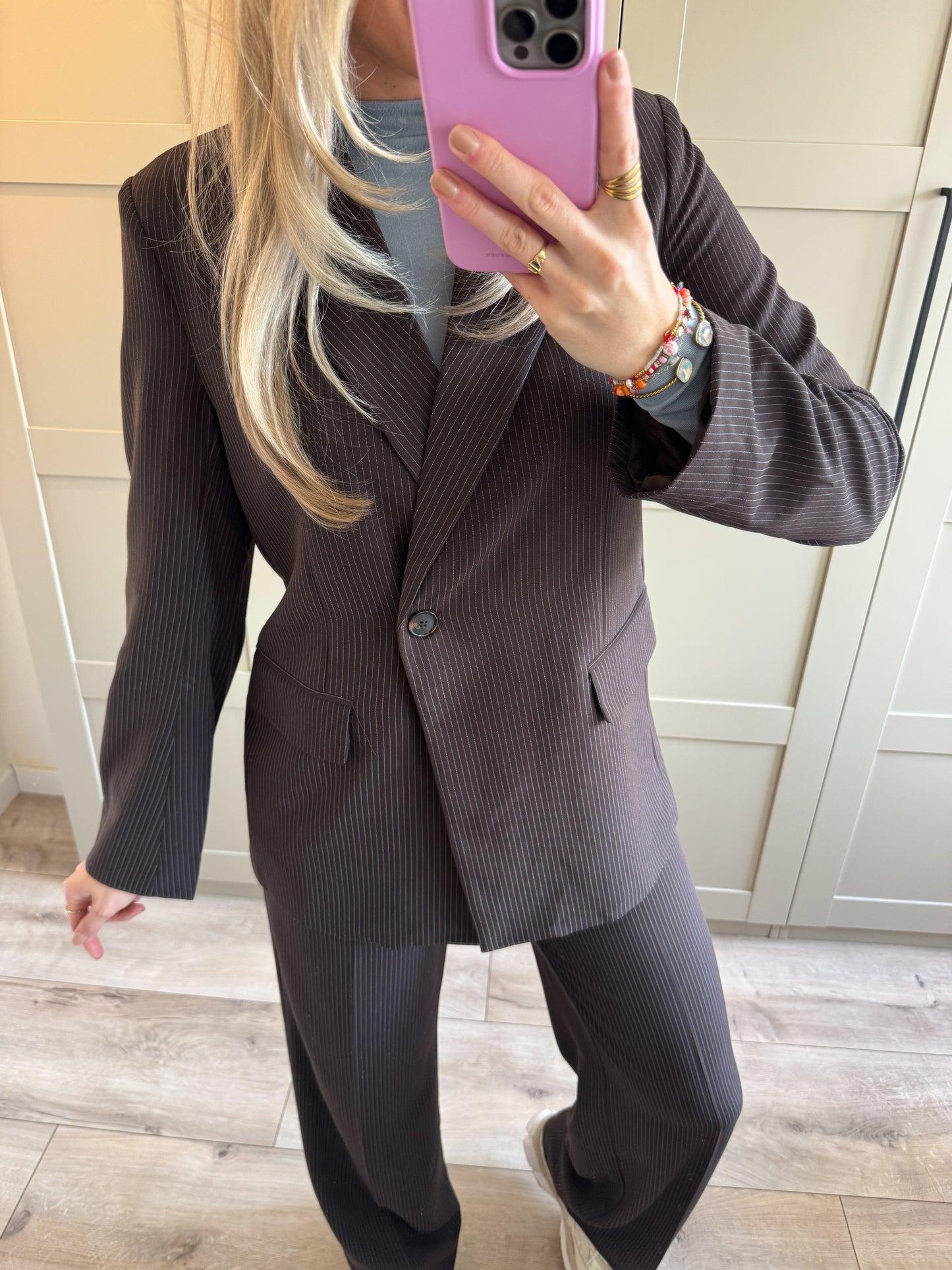 Blazer | Lianne | Bruin blauw streep