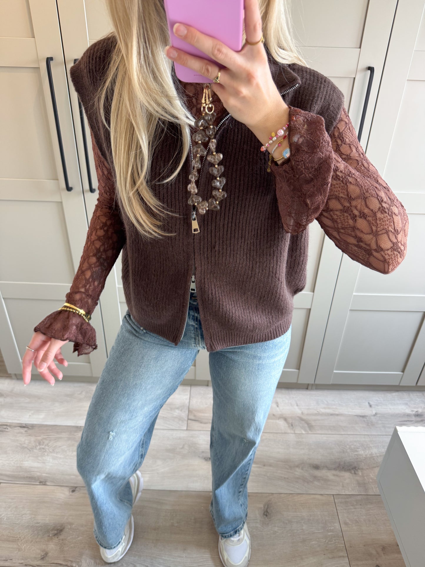 Pre-order Zipper spencer | Jula | Bruin wordt 9 okt verzonden