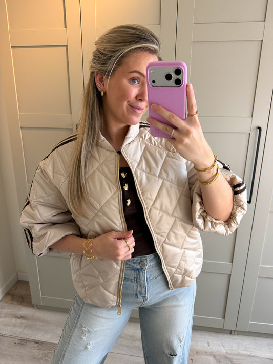 Jacket | Noé | Beige bruin streep