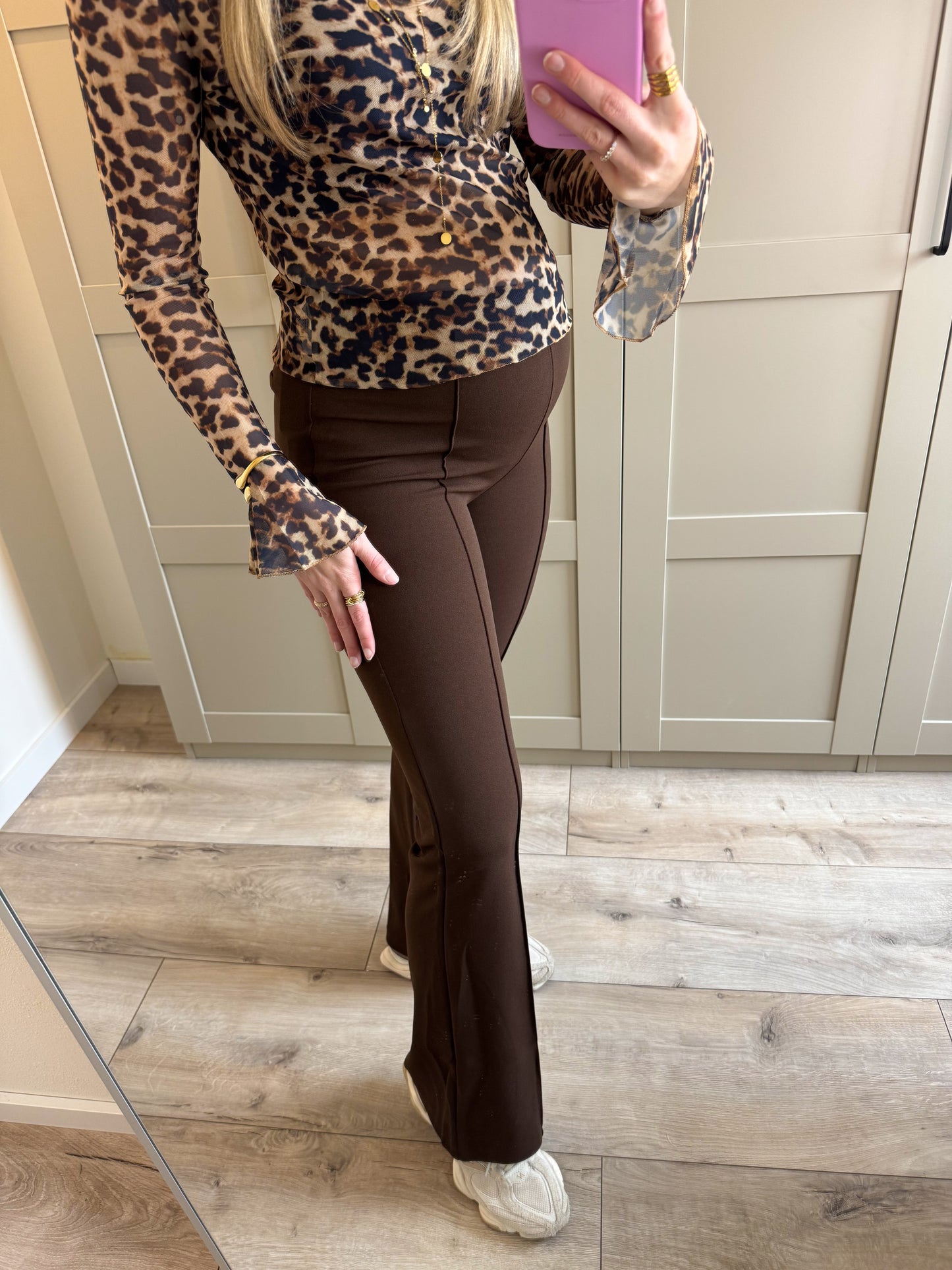 Flare stretch broek | Bo | Donkerbruin