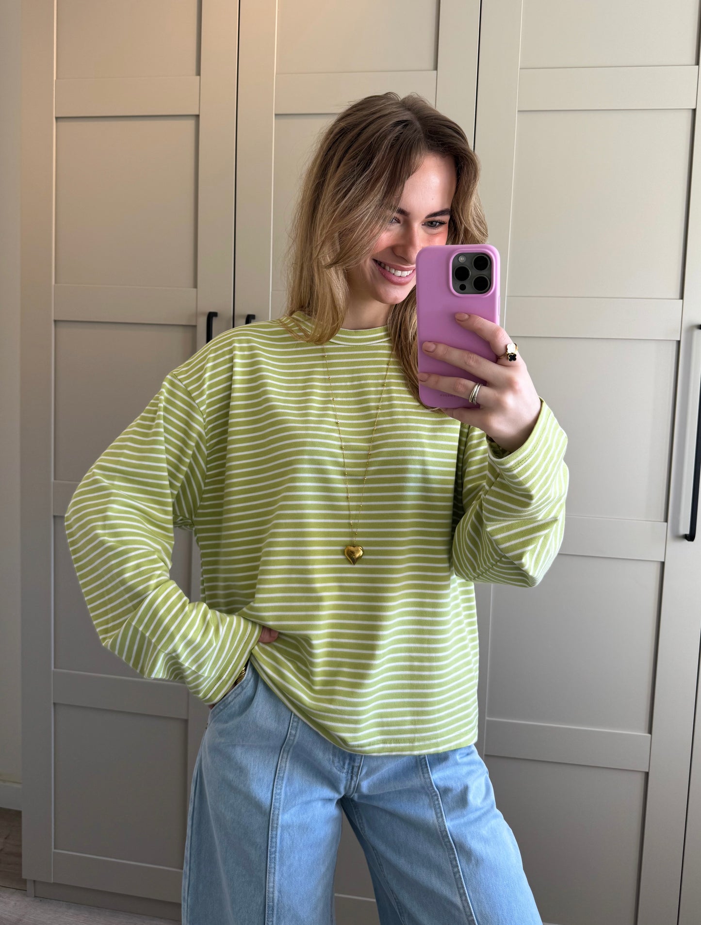 Oversized longsleeve | Chantal | Lime wit