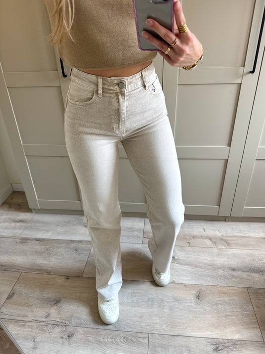 Wide leg jeans Tall | Dani | Beige grijs