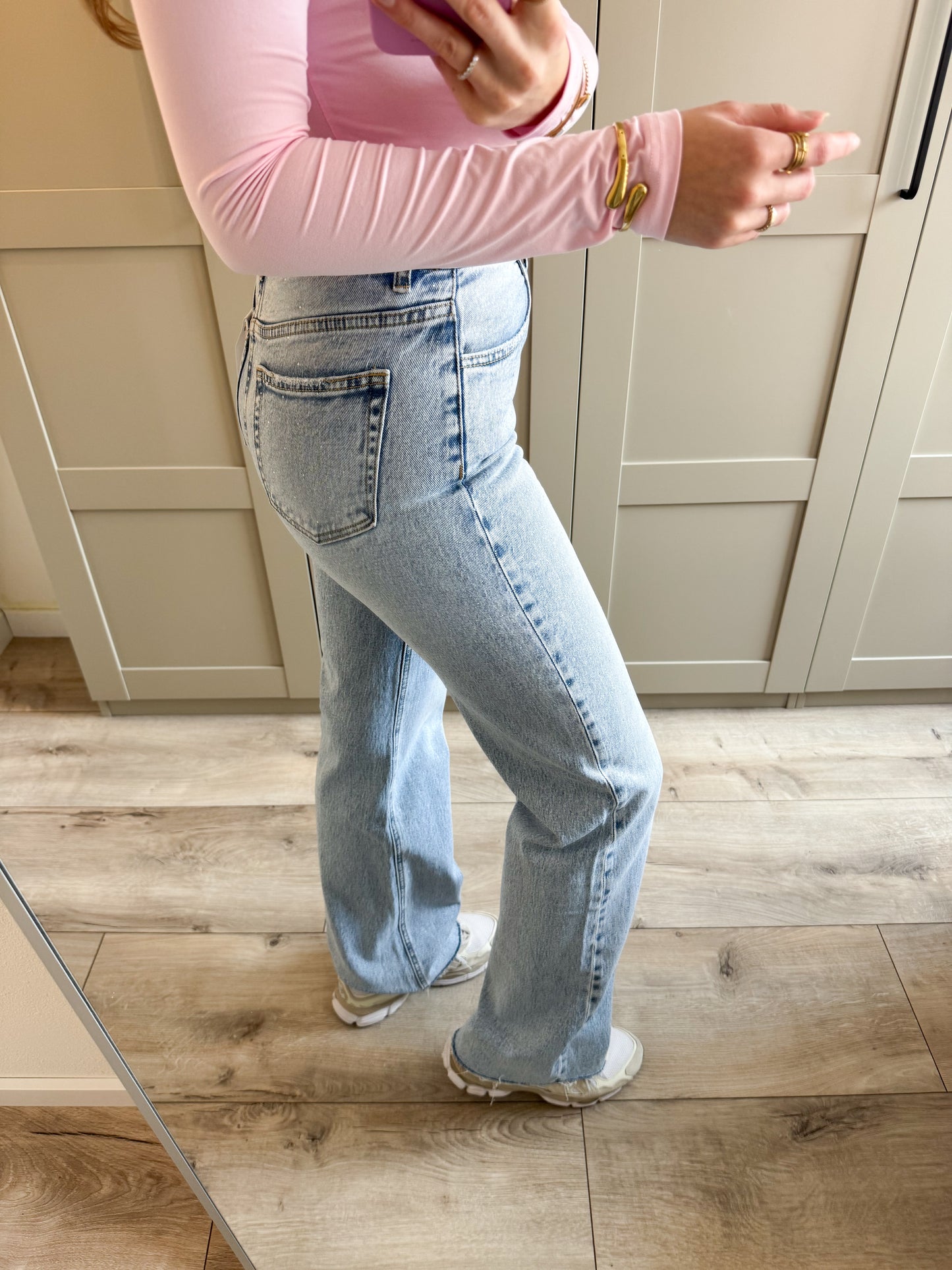 Wide leg jeans Tall | Rosa | Denim glitter