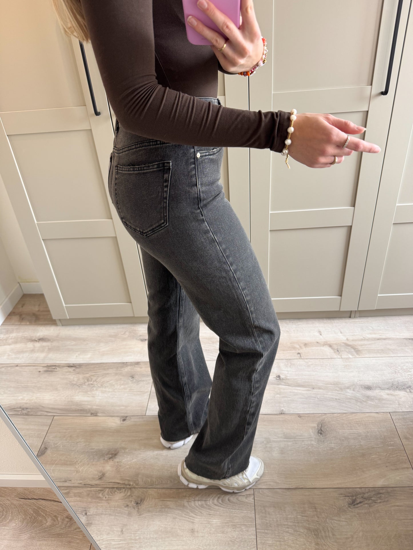 Wide leg jeans Tall | Rosa | Zwart beige denim