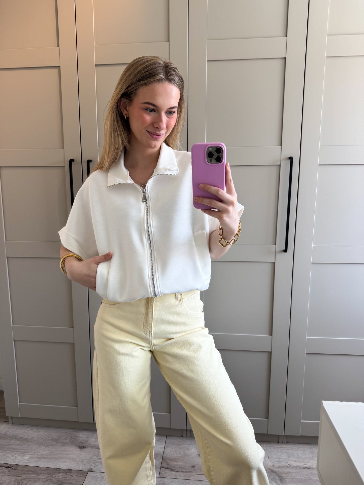 Zipper spencer | Jasmijn | Wit