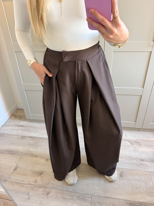 Extra wijde pantalon | Maartje | Bruin