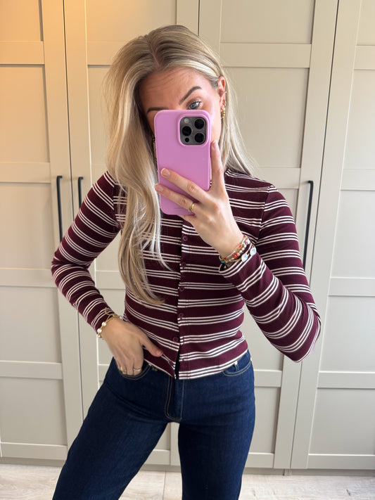 Top | Eline | Bordeaux wit streep