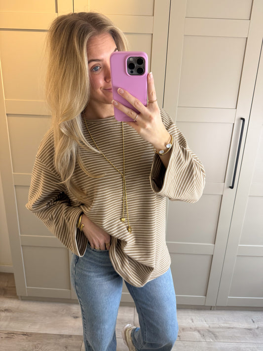 Oversized long longsleeve | Jenny | Beige wit