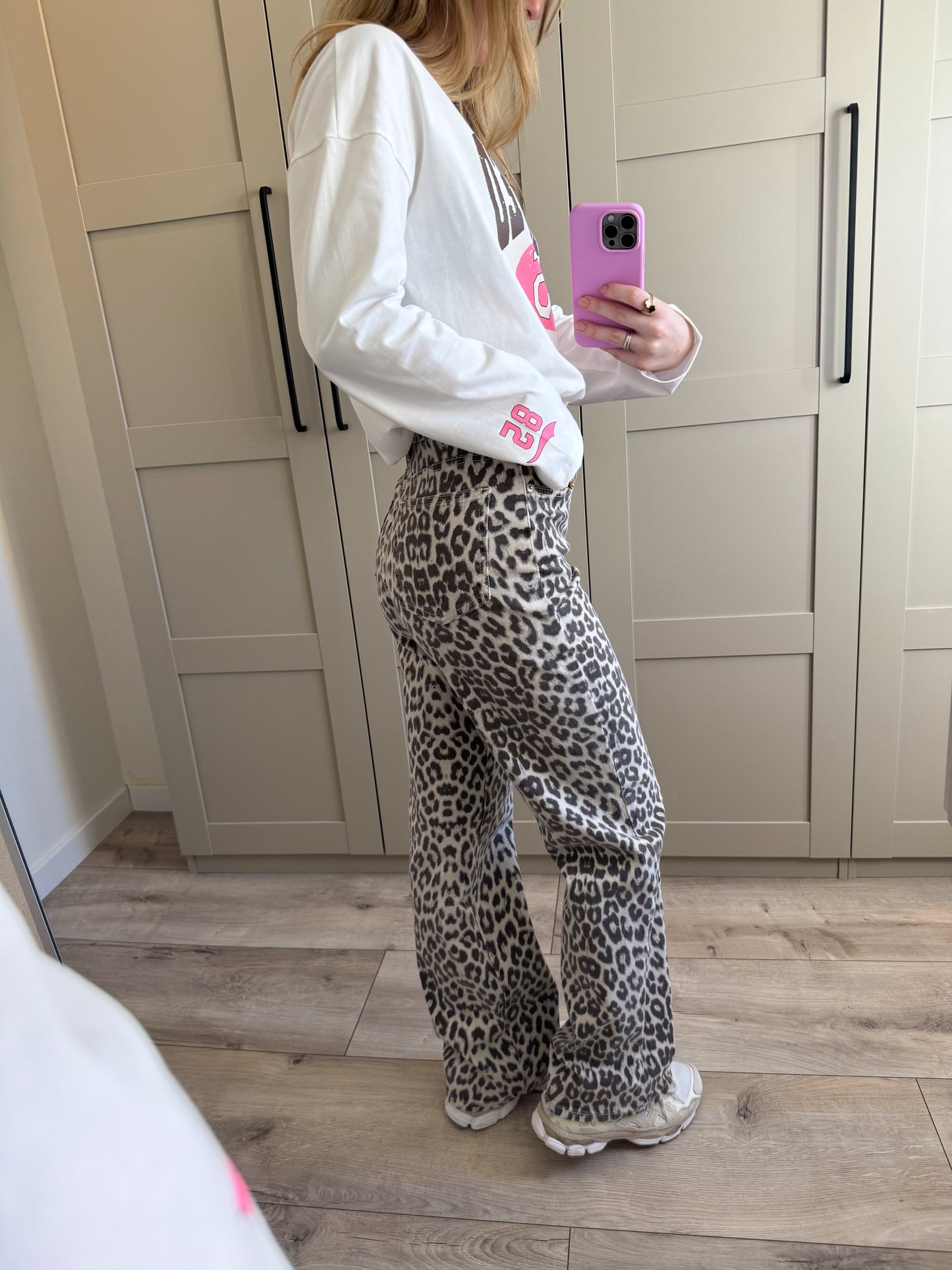 Straight leg jeans | Leopard | licht denim