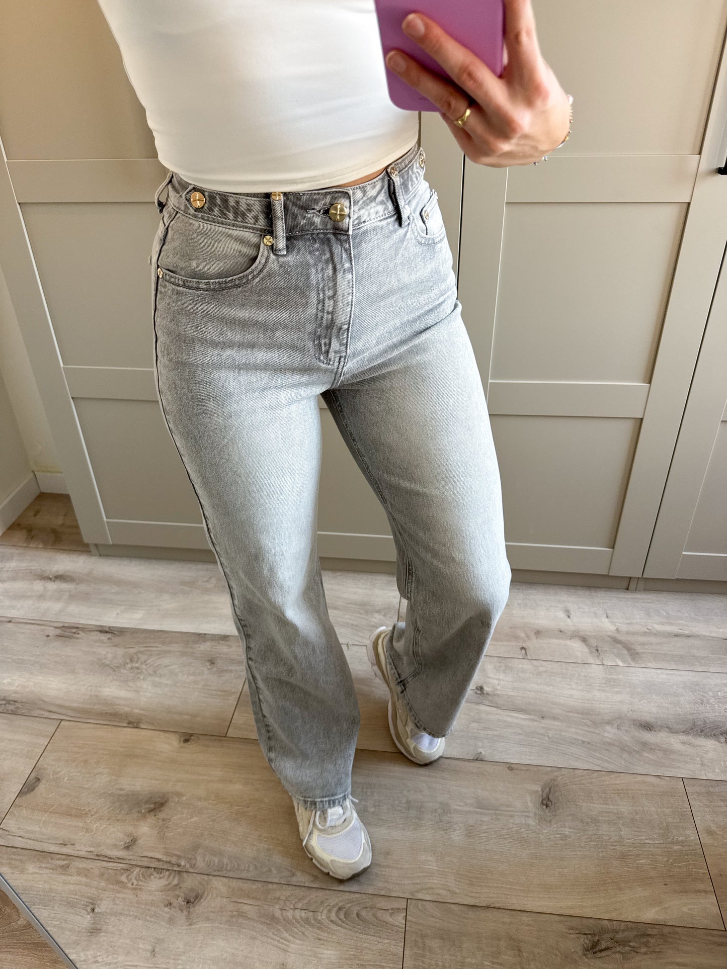 Wide leg jeans | Puck | Lichtgrijs