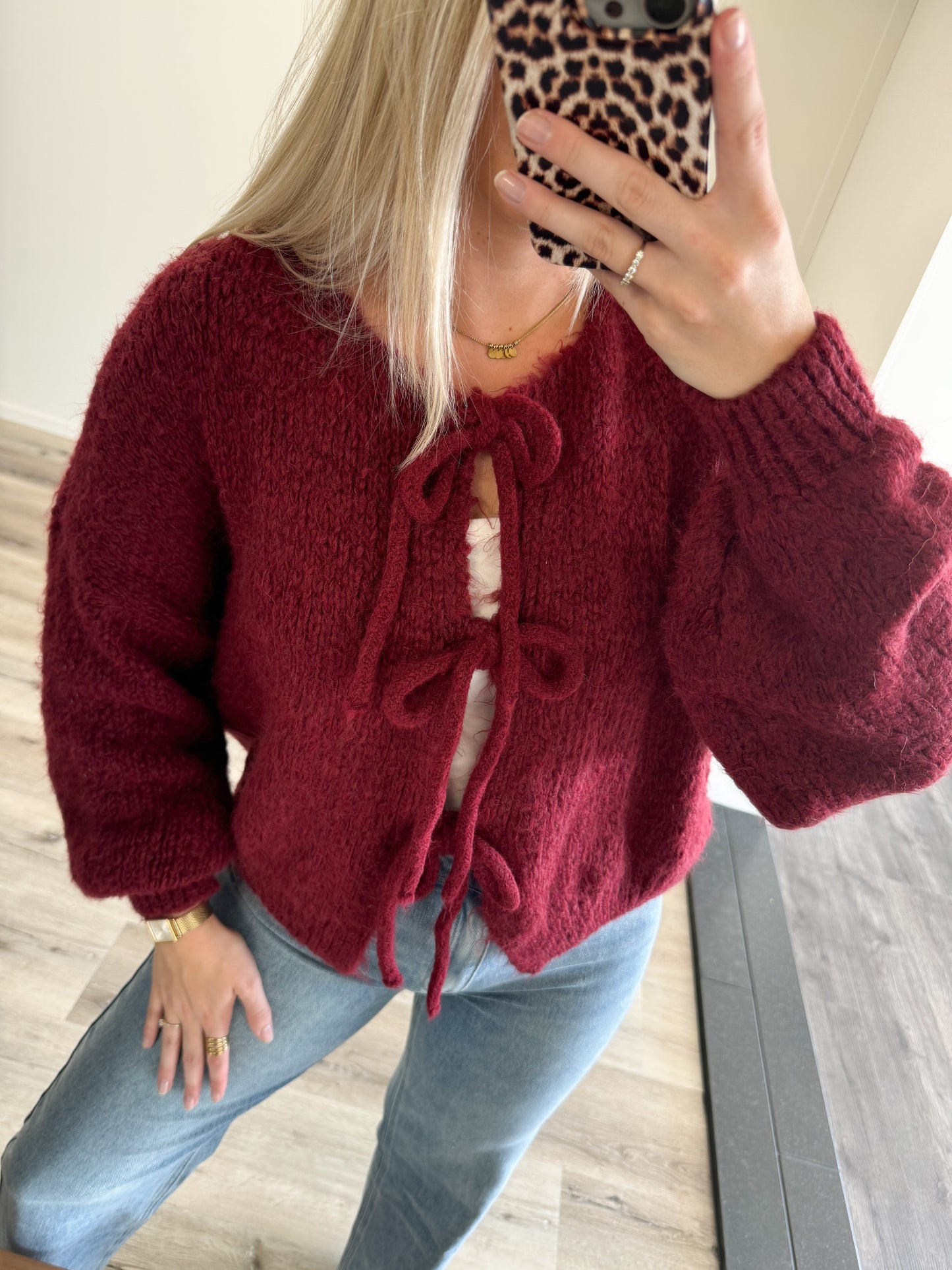 Vest | Veerle | Bordeaux rood