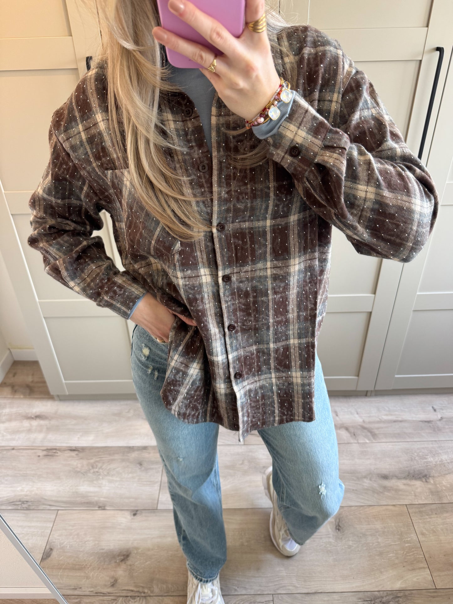 Blouse | Amelie | Blauw licht bruin