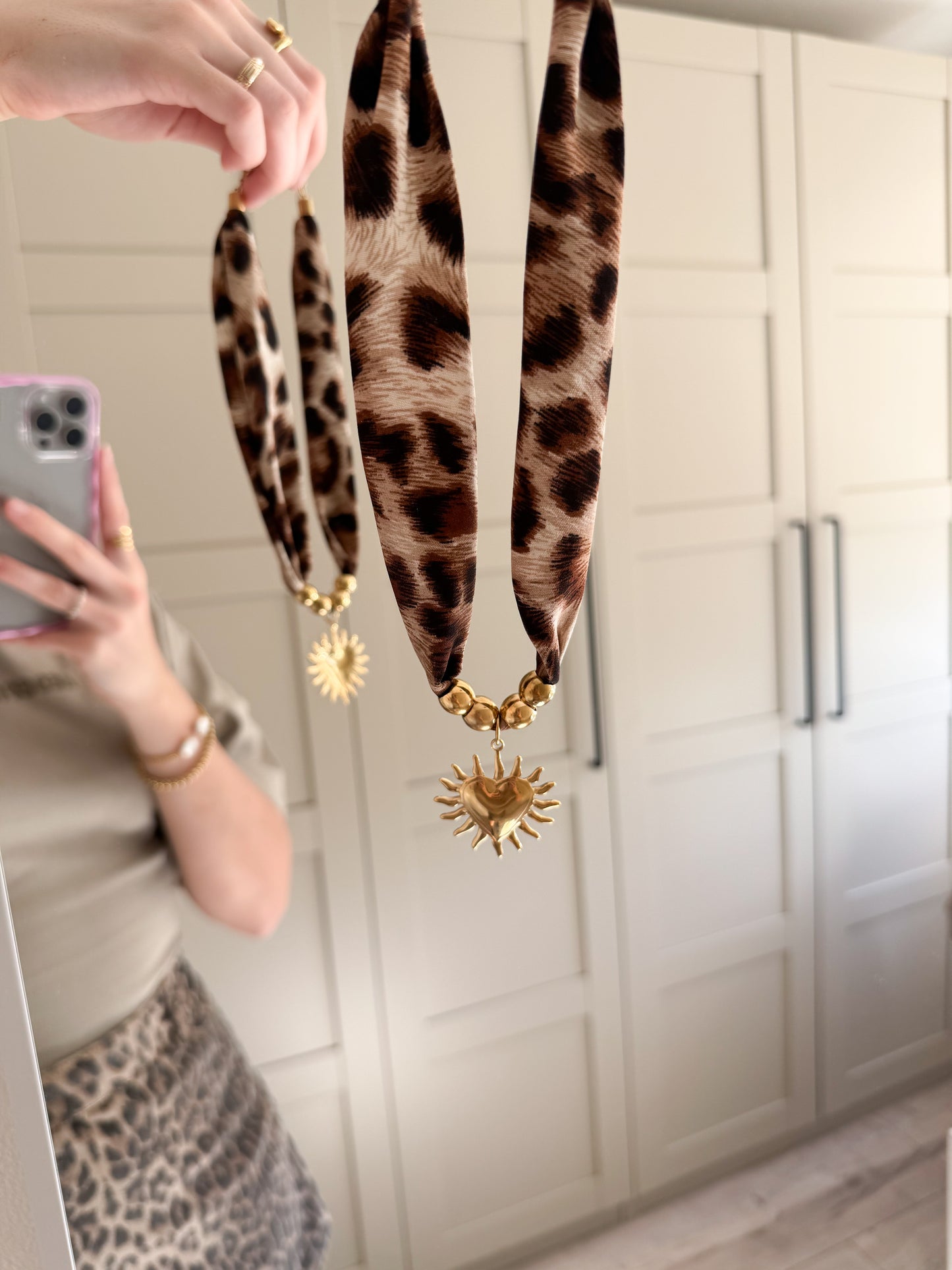 Ketting | Leopard heart | Goud