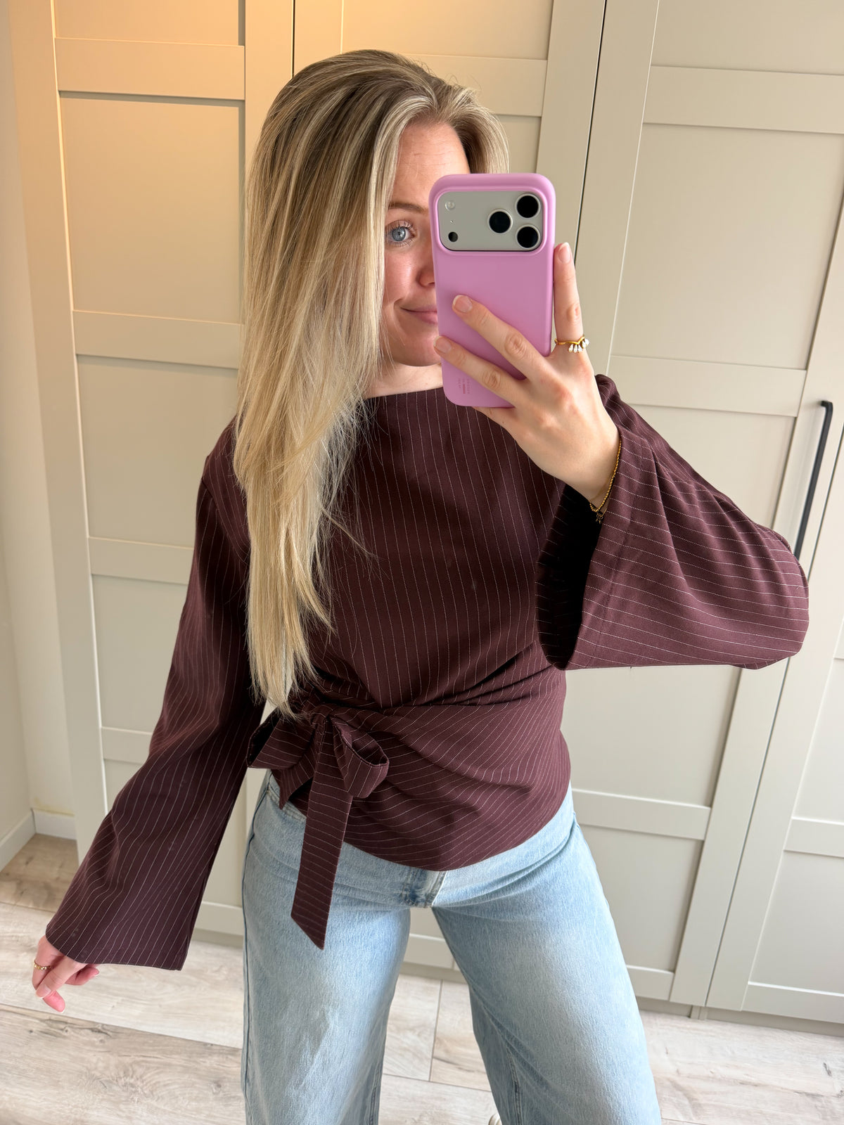 Blouse | Nienke | Bordeaux streep
