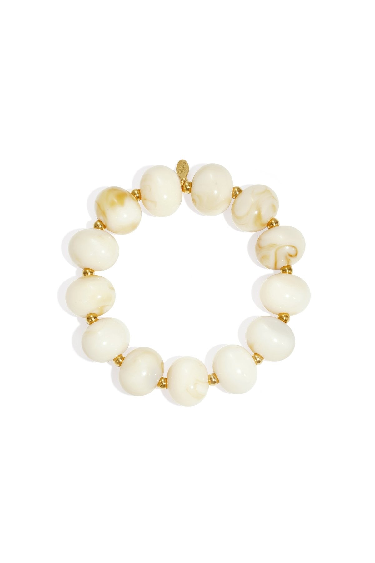 Armband | Kralen rond | Beige goud