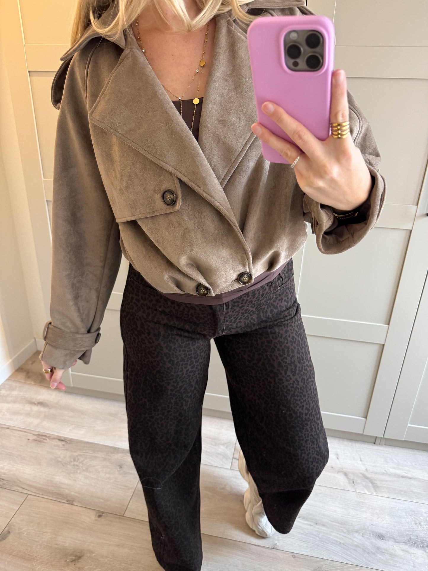 Suede oversized jacket | Haily | Taupe