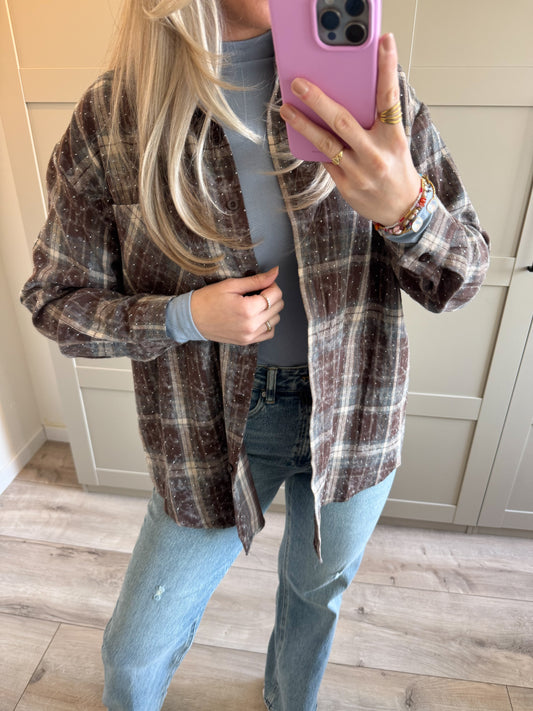 Blouse | Amelie | Blauw licht bruin