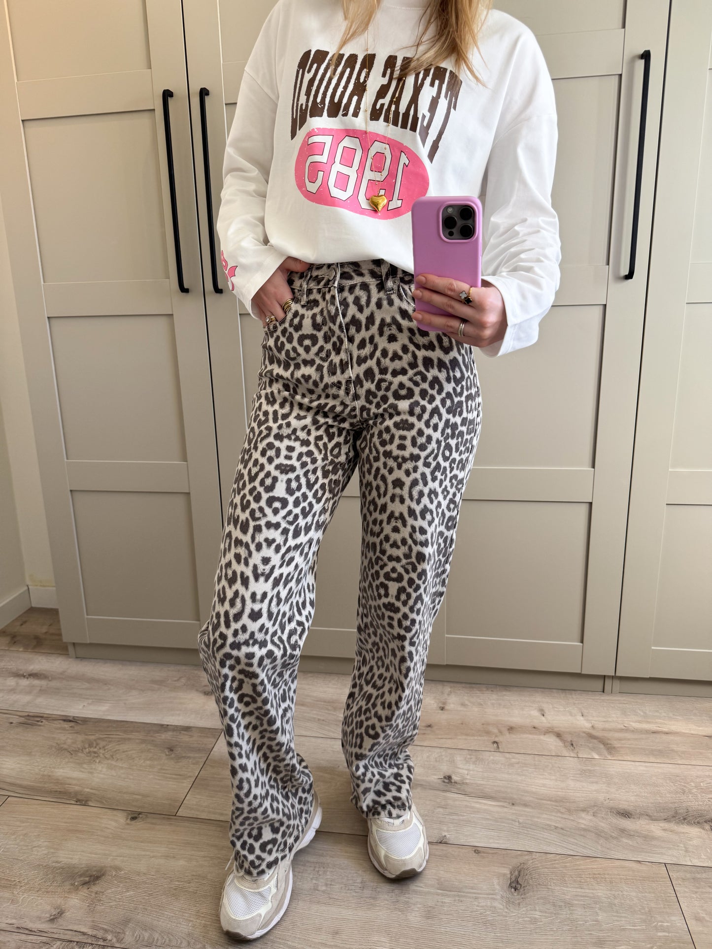 Straight leg jeans | Leopard | licht denim