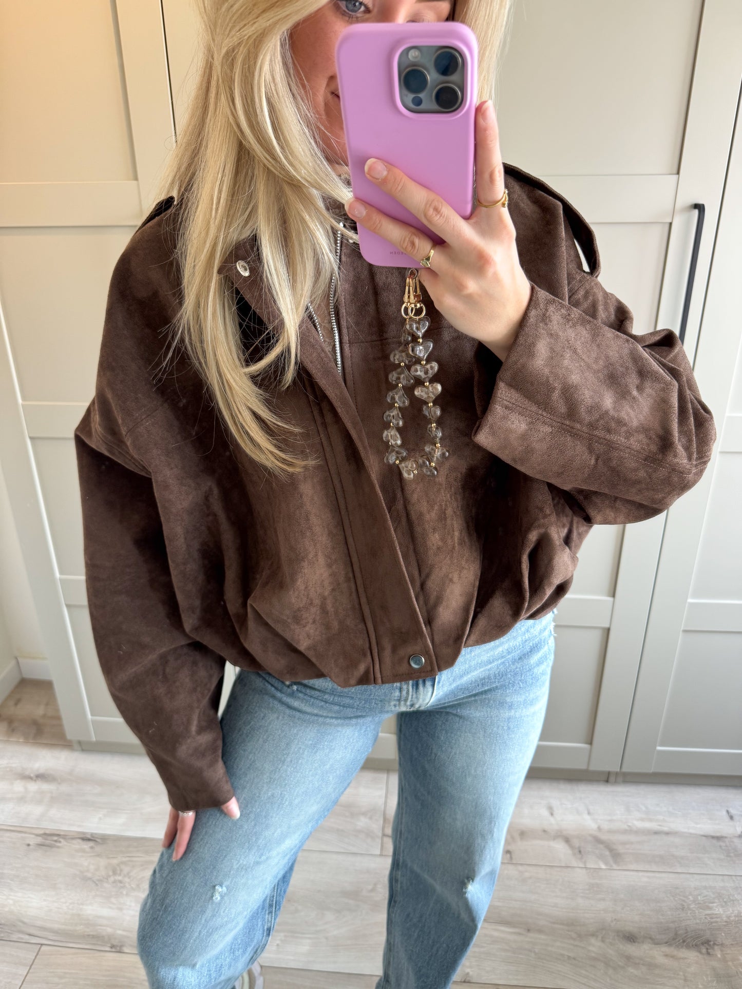 Suede oversized jacket | Nikky | Bruin