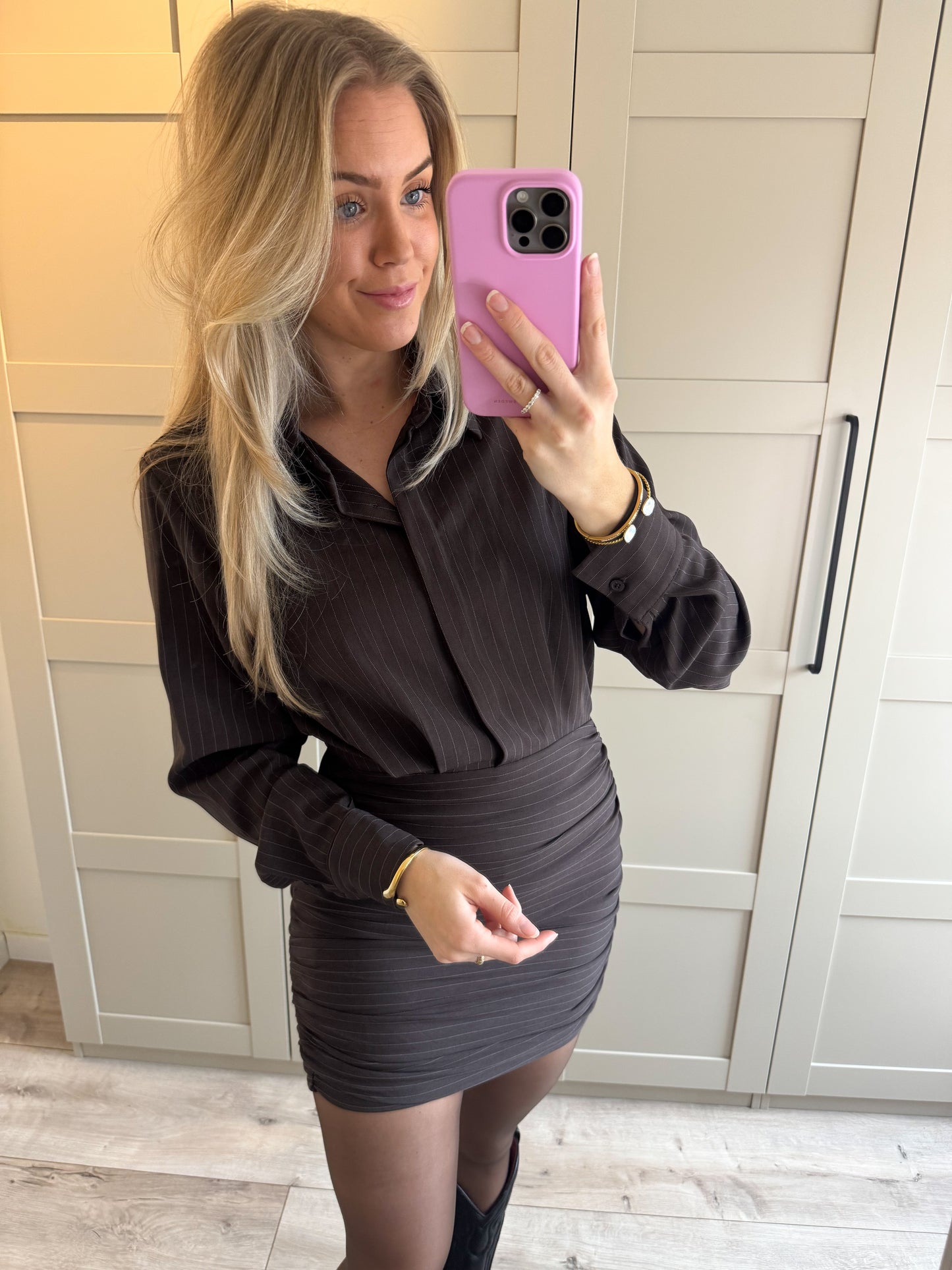 Jurk | Xena | Bruin wit streep