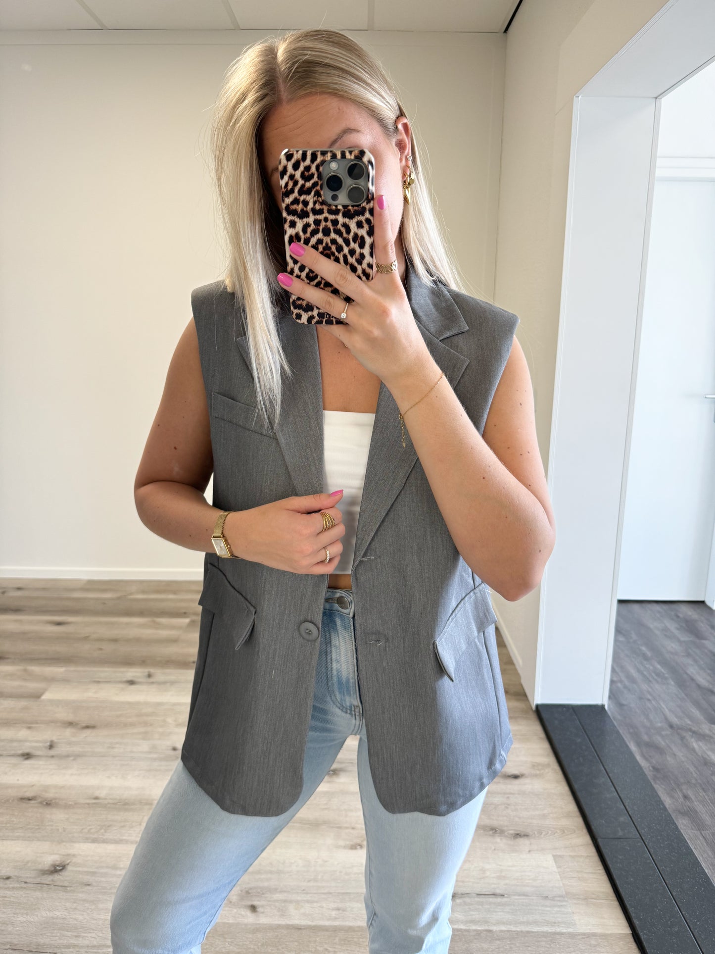 Gilet | Sofie | Grijs (overslag rug)