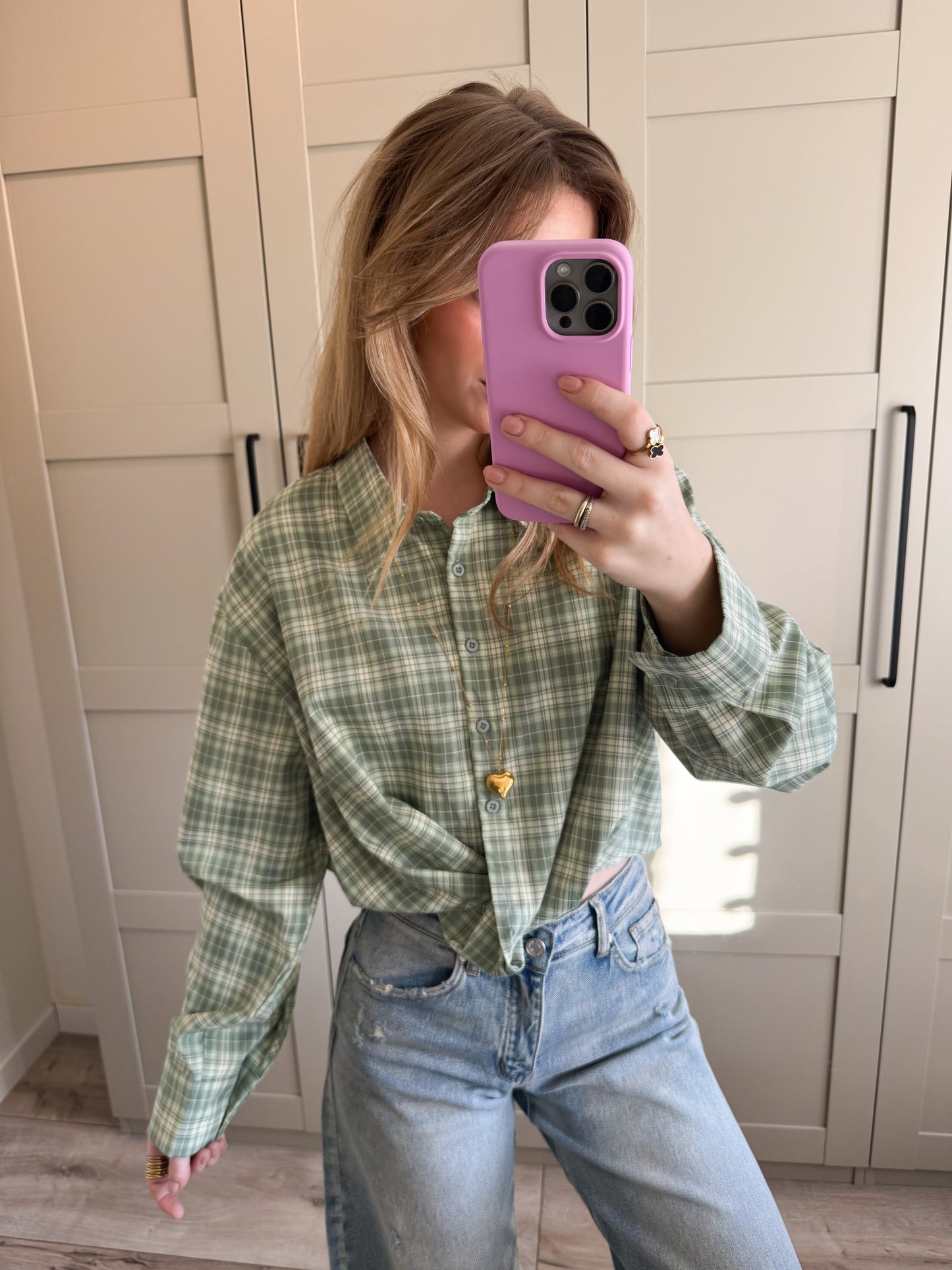 Blouse | Debby | Groen geruit