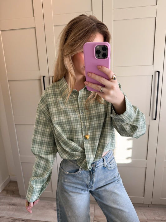 Blouse | Debby | Groen geruit