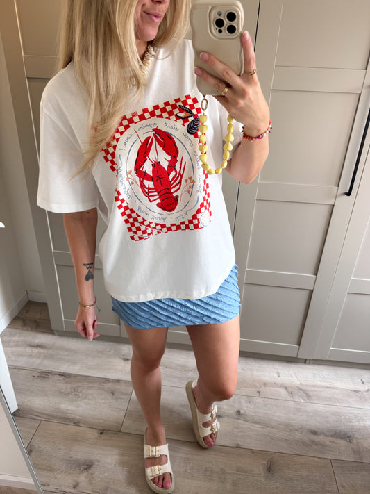 T-shirt | Lobster | Wit Rood