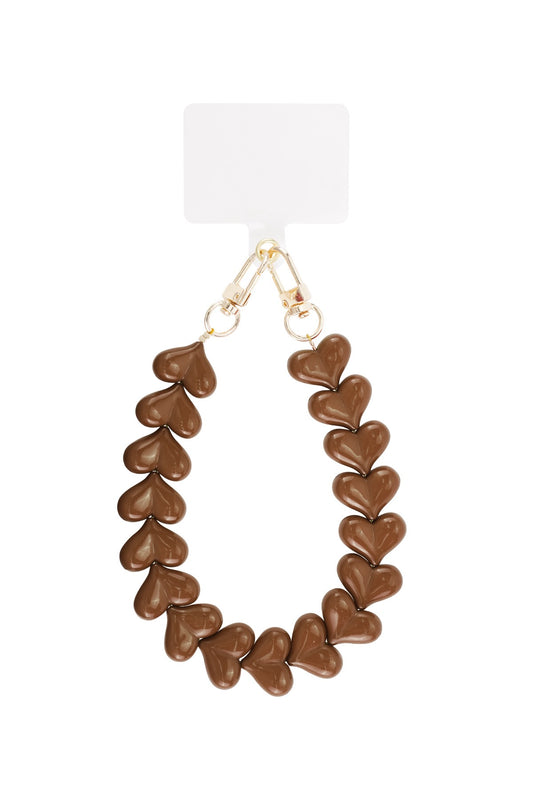 Telefoonkoord | Heart | Bruin
